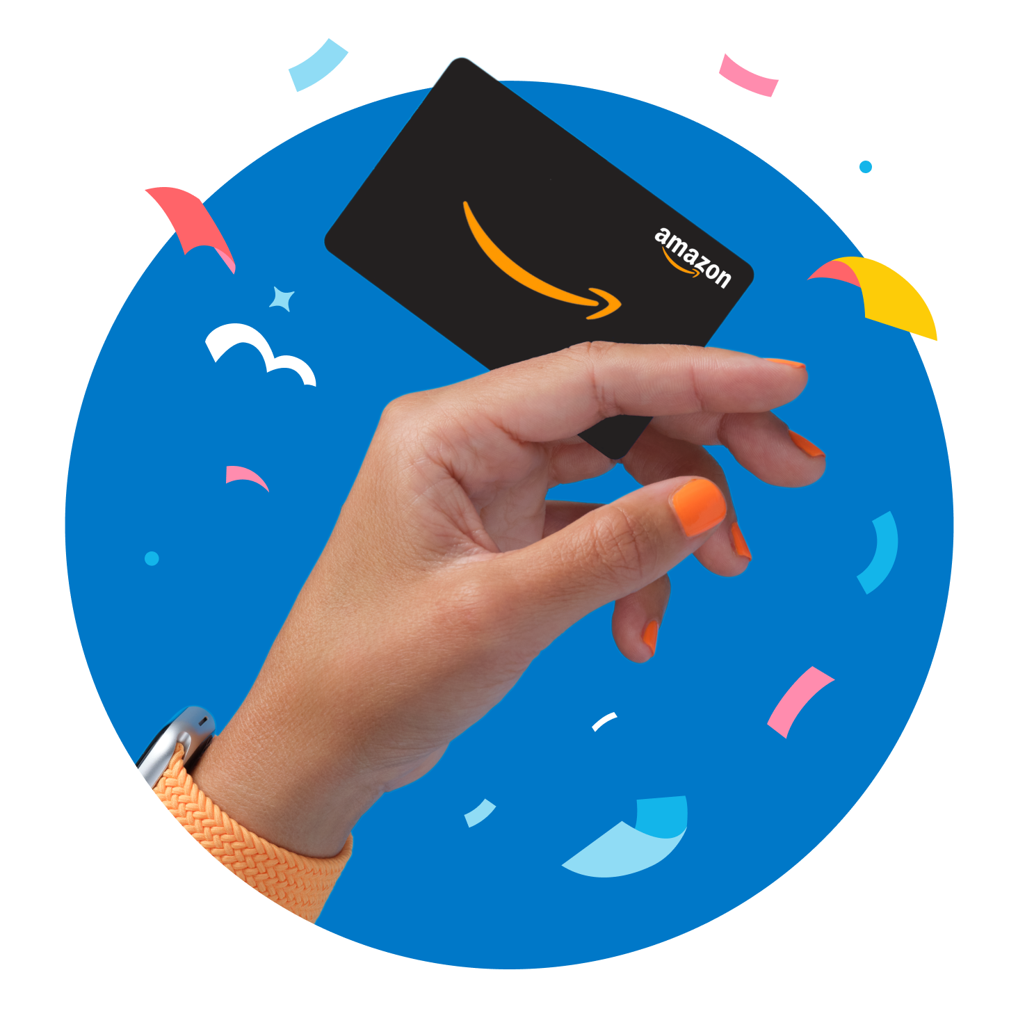small business owner holding amazon gift card